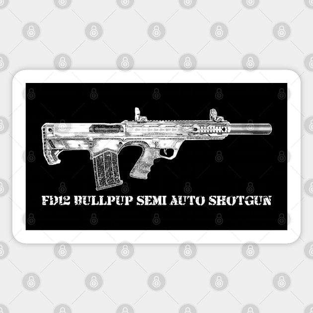 FD12 Bullpup Shotgun 12 CAL Distressed Design Sticker by Battlefields